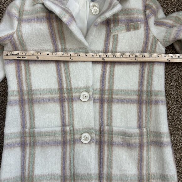 For Love And Lemons Plaid Pea Coat - Cream and Purple - Picture 8 of 12